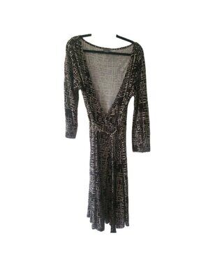 Ann Taylor Wrap Dress Career Long Sleeve Tie Brown 12 Rayon Work Wedding Party